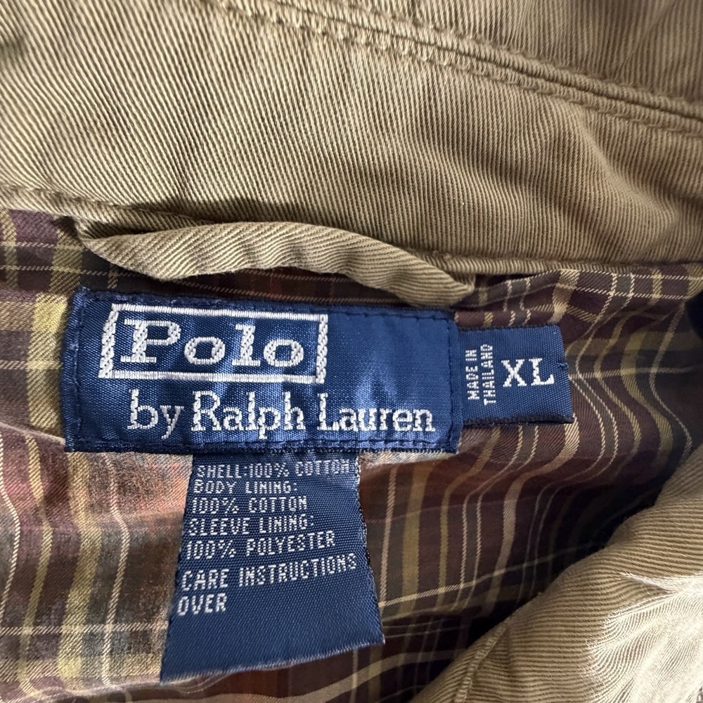 Vintage 90s Polo Ralph Lauren Men's XL Tan Plaid Flannel Lined Harrington Jacket - Picture 2 of 10